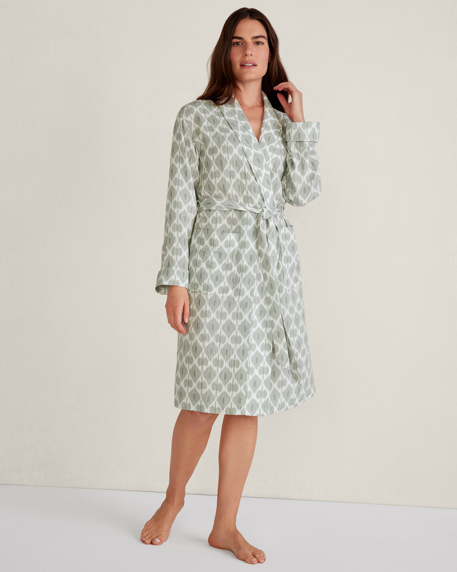 Organic Cotton Gauze Ikat Print Robe