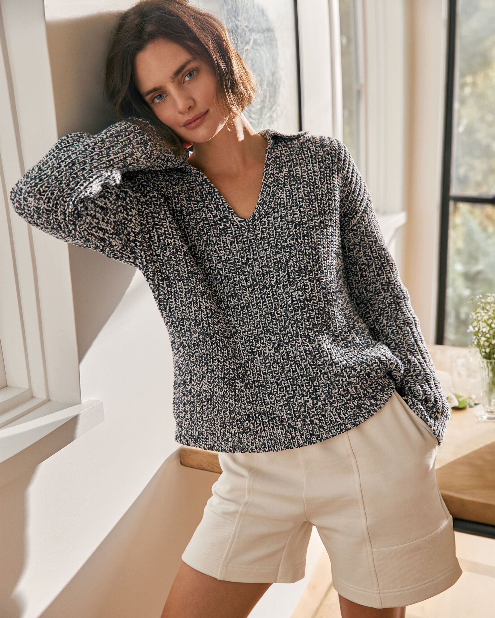 Marled Knit Polo Sweater | Haven Well Within