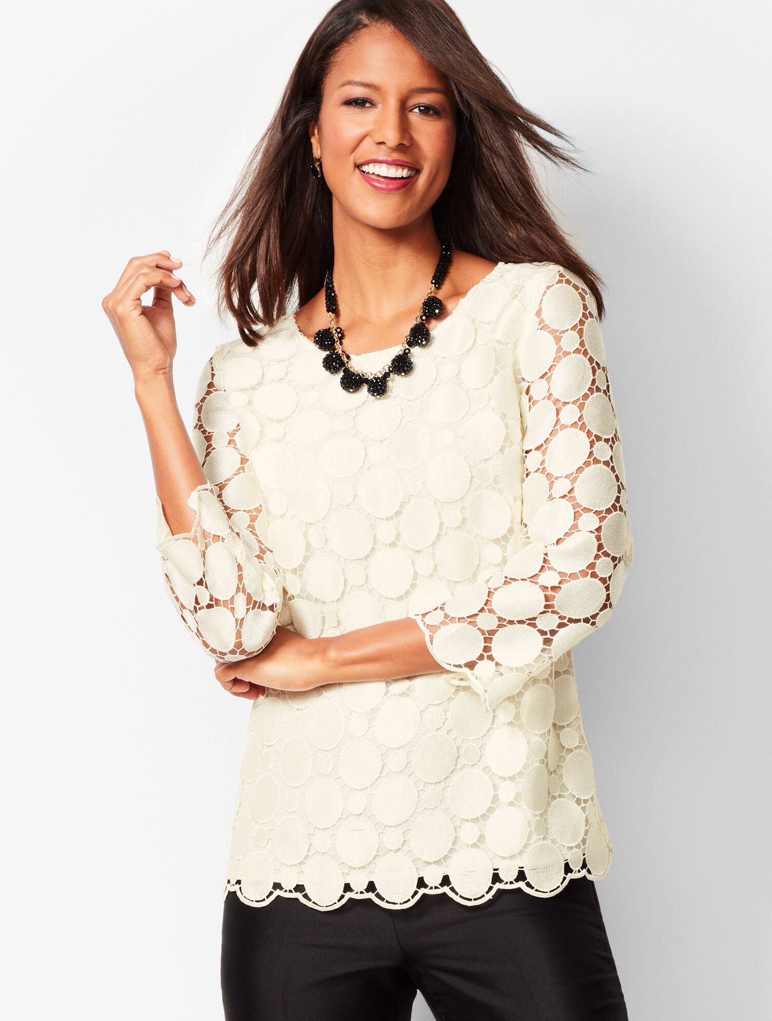 Scallop-Trim Lace Top | Talbots