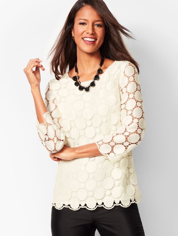 Scallop-Trim Lace Top