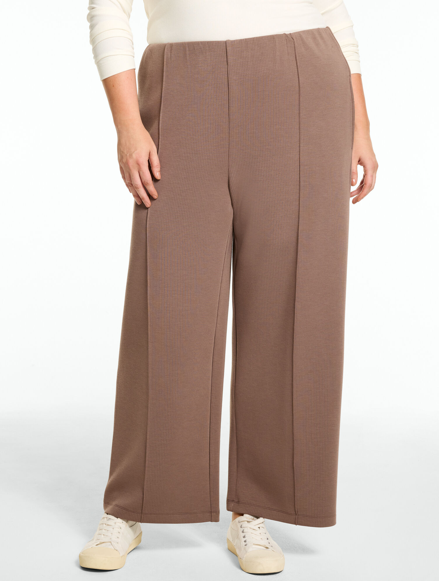 AirKnit Stretch Ribbed High Waist Wide Leg Pants
