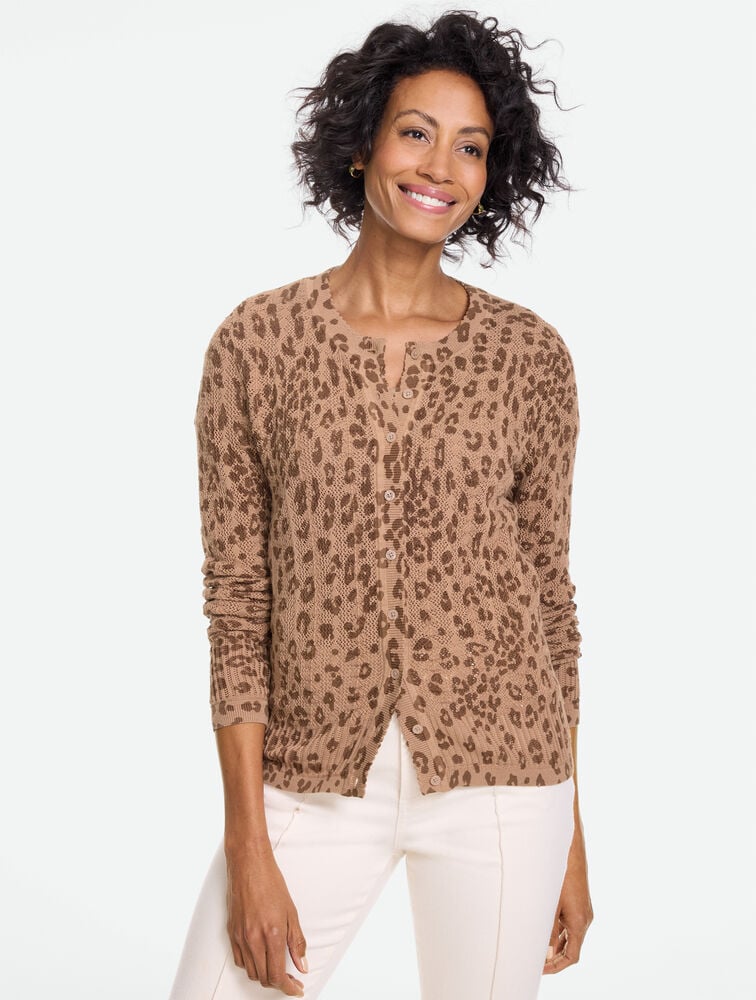 Pointelle Charming Cardigan - Modern Leopard