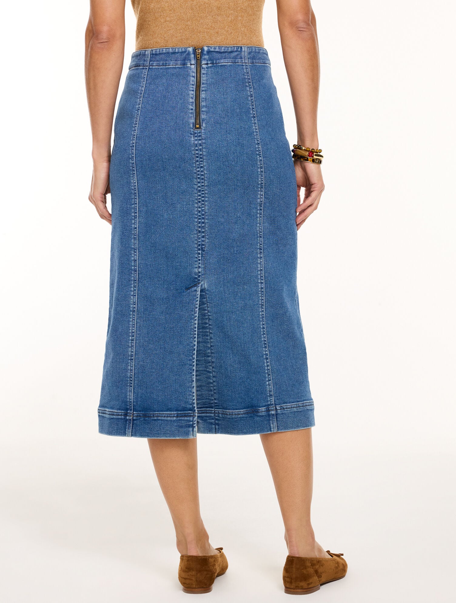 Knit Denim Midi Skirt - Jules Wash | Talbots