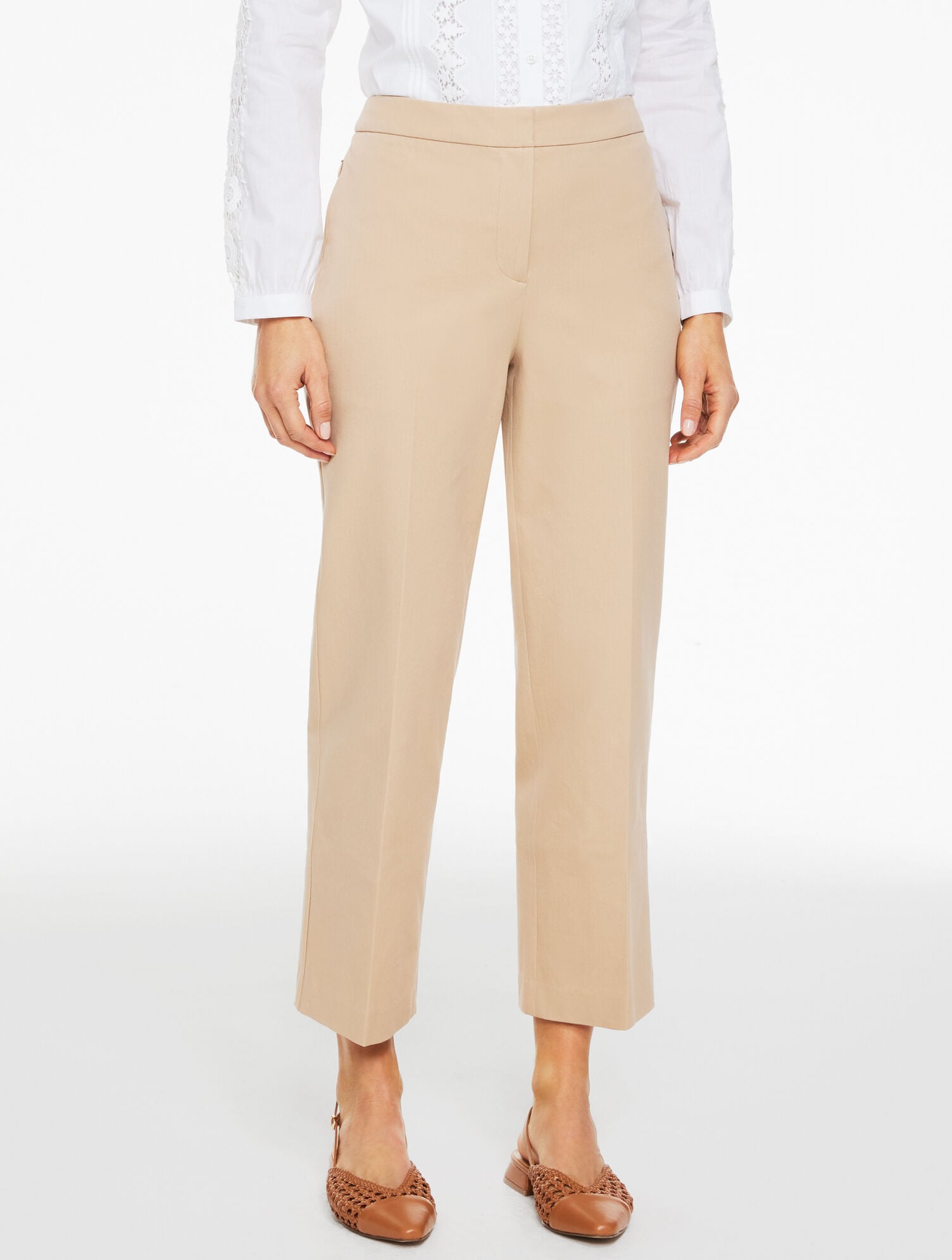 Straight Ankle Cotton Bi-Stretch Pants