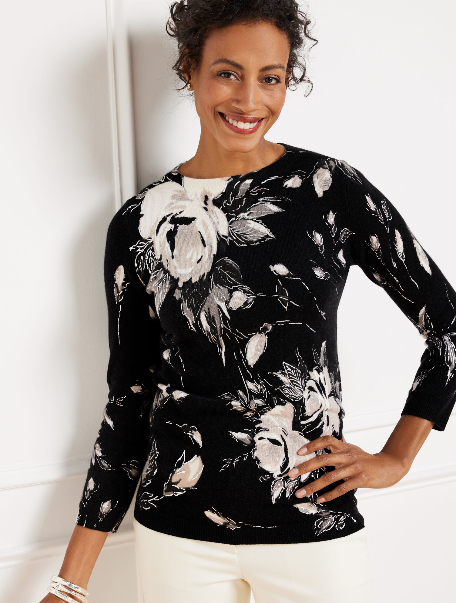 Audrey Cashmere Sweater - Rosey Bouquet | Talbots