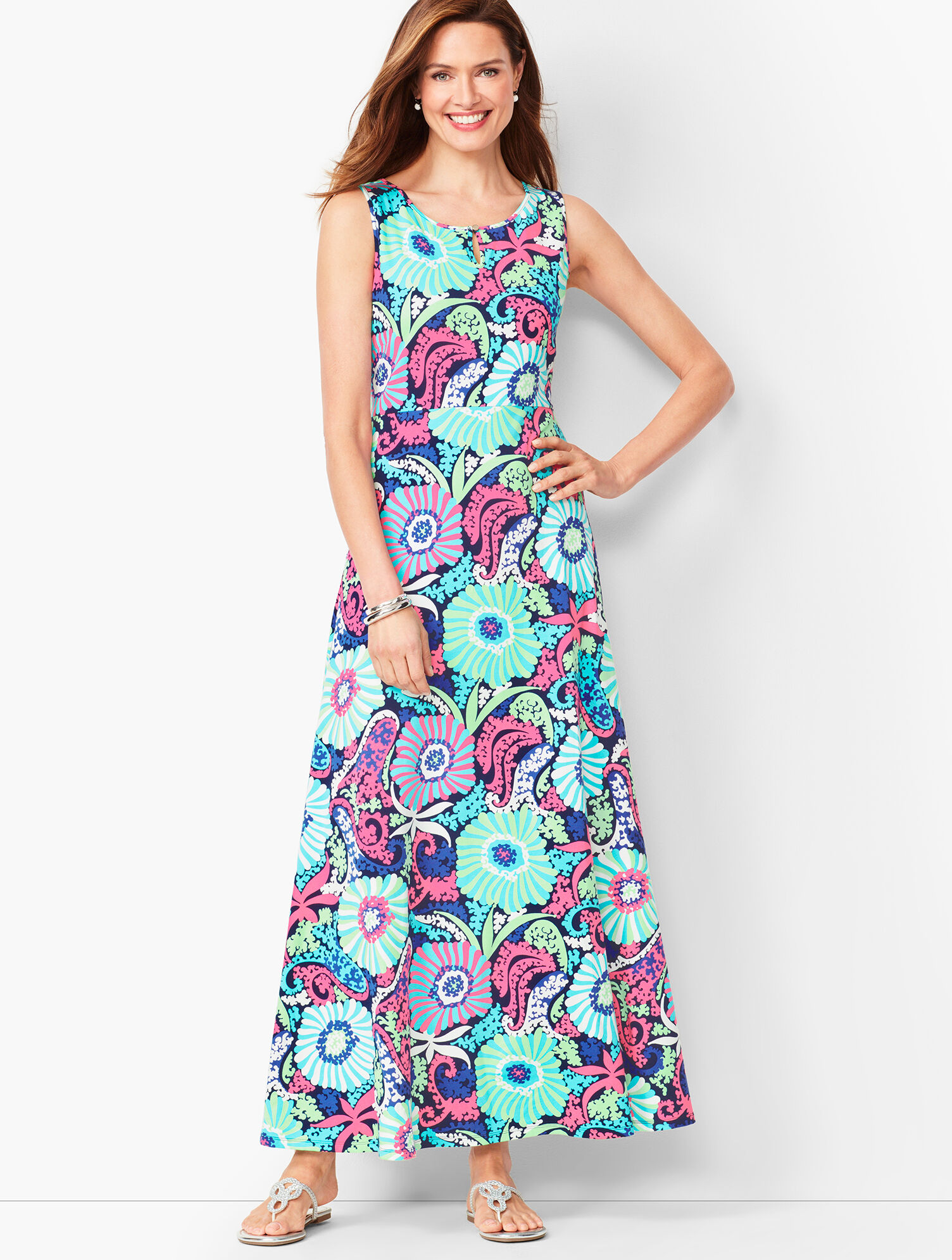 Filigree Floral Jersey Maxi Dress