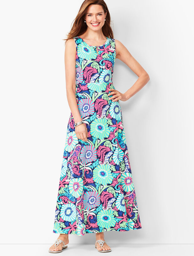 Filigree Floral Jersey Maxi Dress