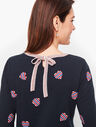 Heart Print Tie Back Sweater