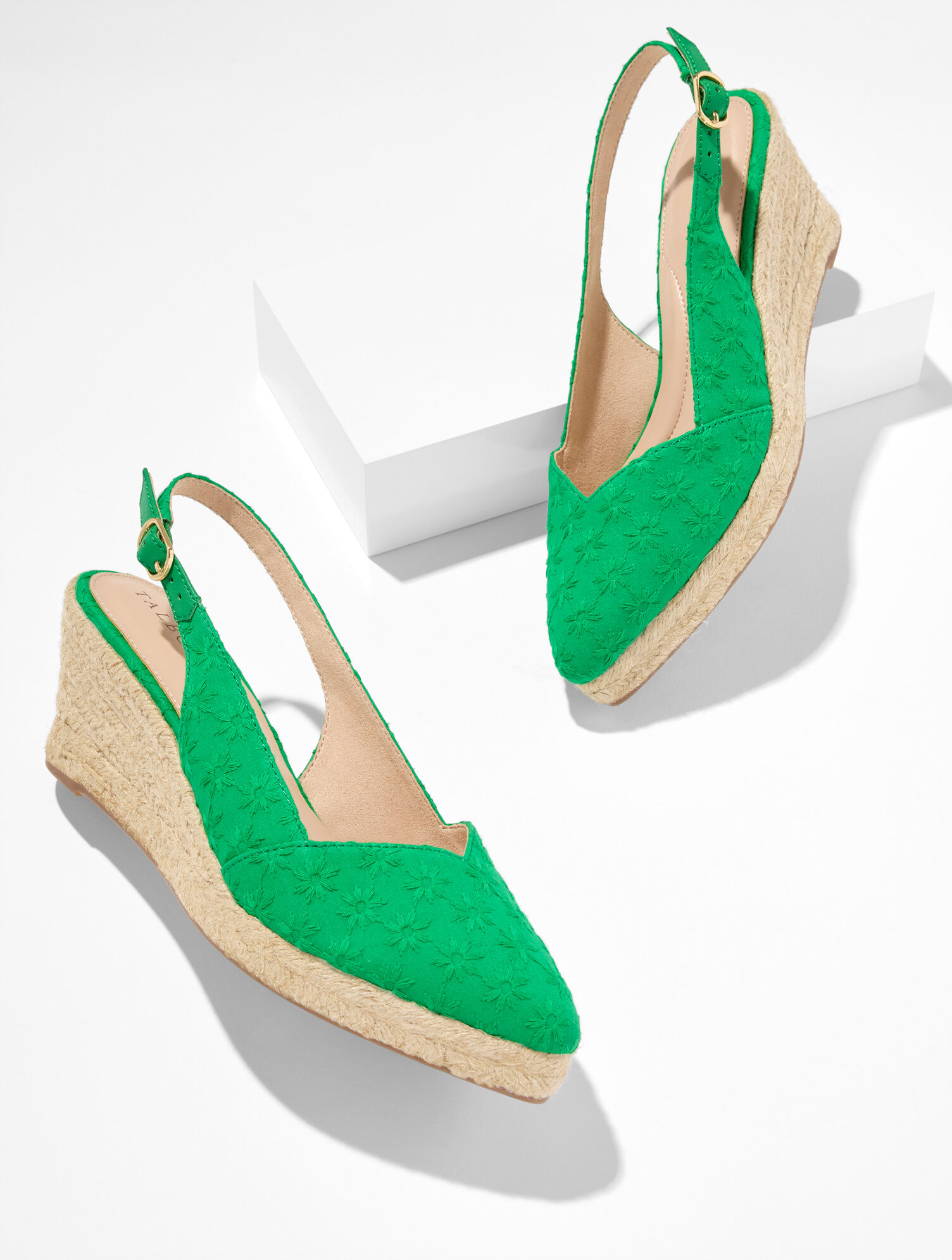 Vivi Slingback Espadrille Wedges - Daisy Eyelet