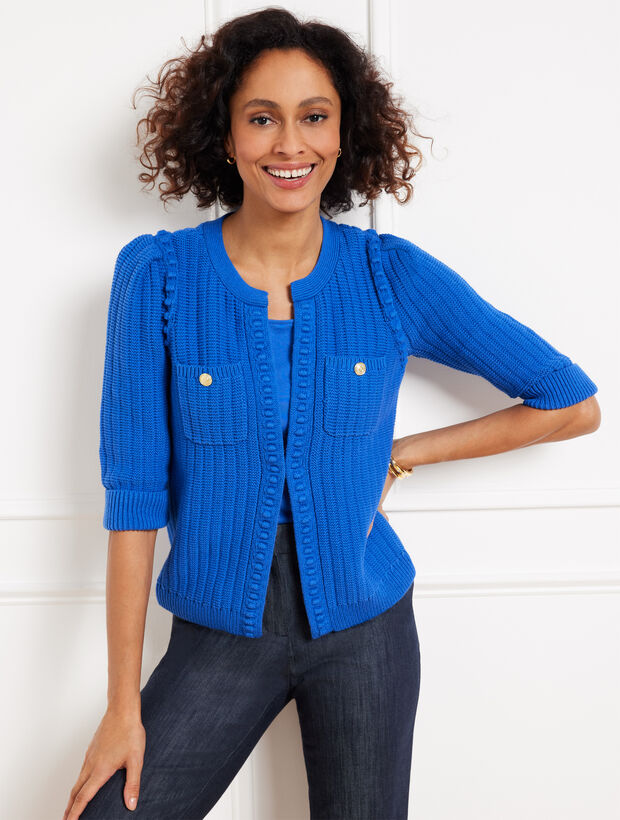 Textured Elbow Sleeve Cardigan