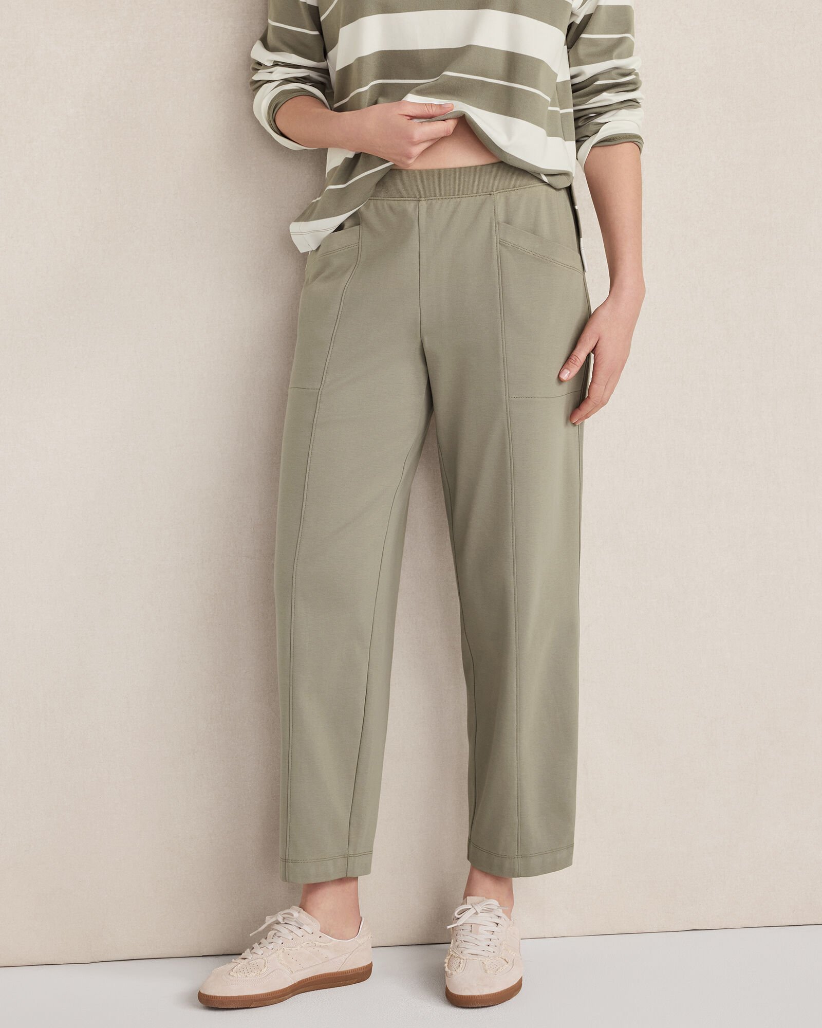 Organic Cotton Interlock Barrel Leg Pants