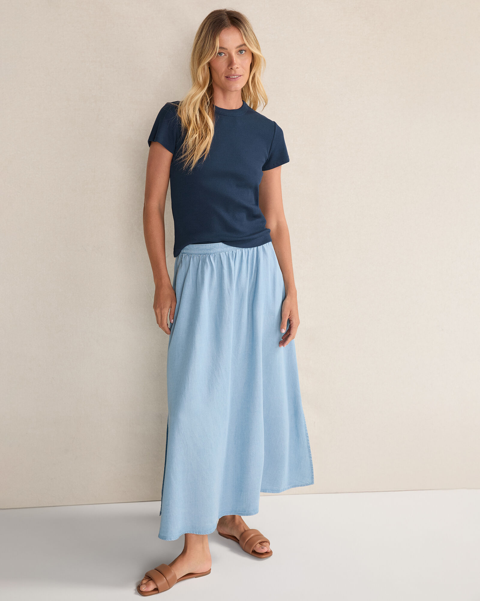 Chambray Maxi Skirt