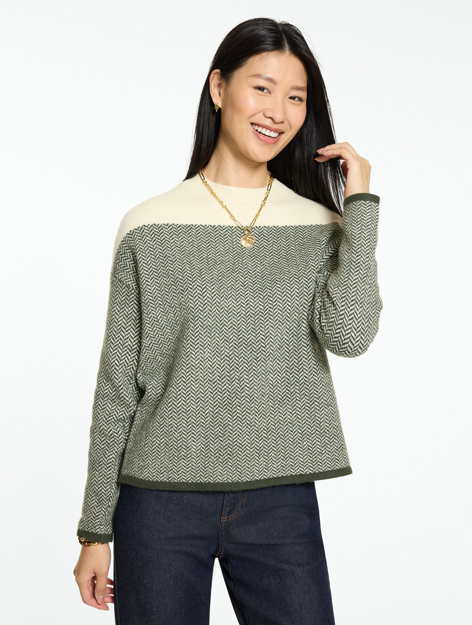 Crewneck Sweater - Cherry Houndstooth