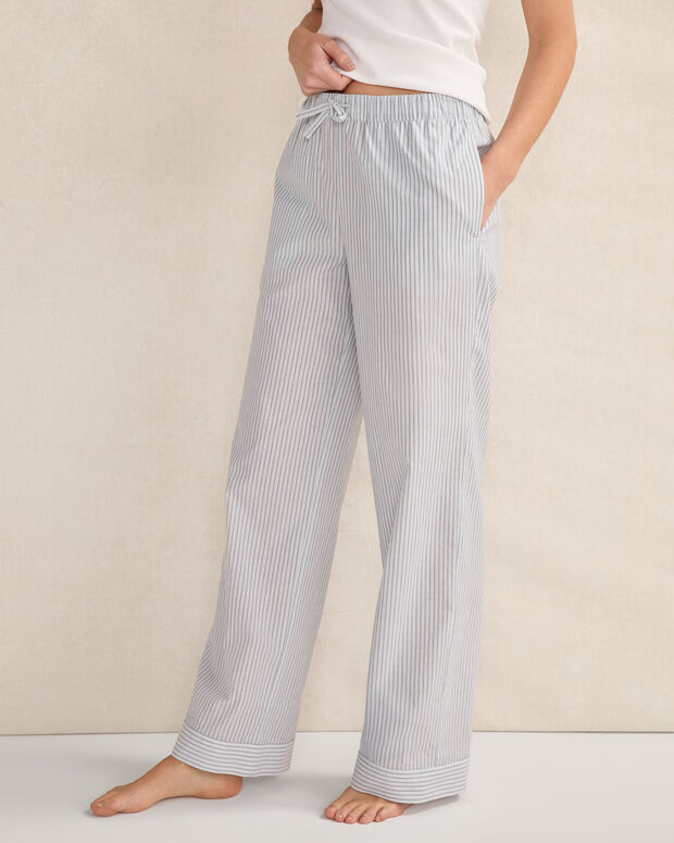Organic Cotton Poplin Delicate Stripe Sleep Pants
