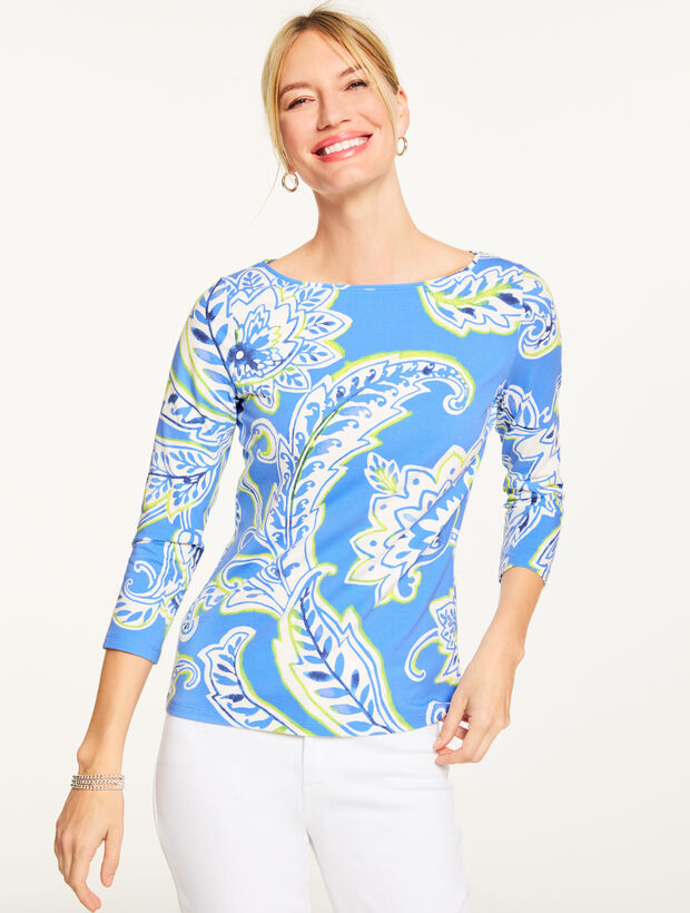 Bateau Neck Tee - Blossom Paisley