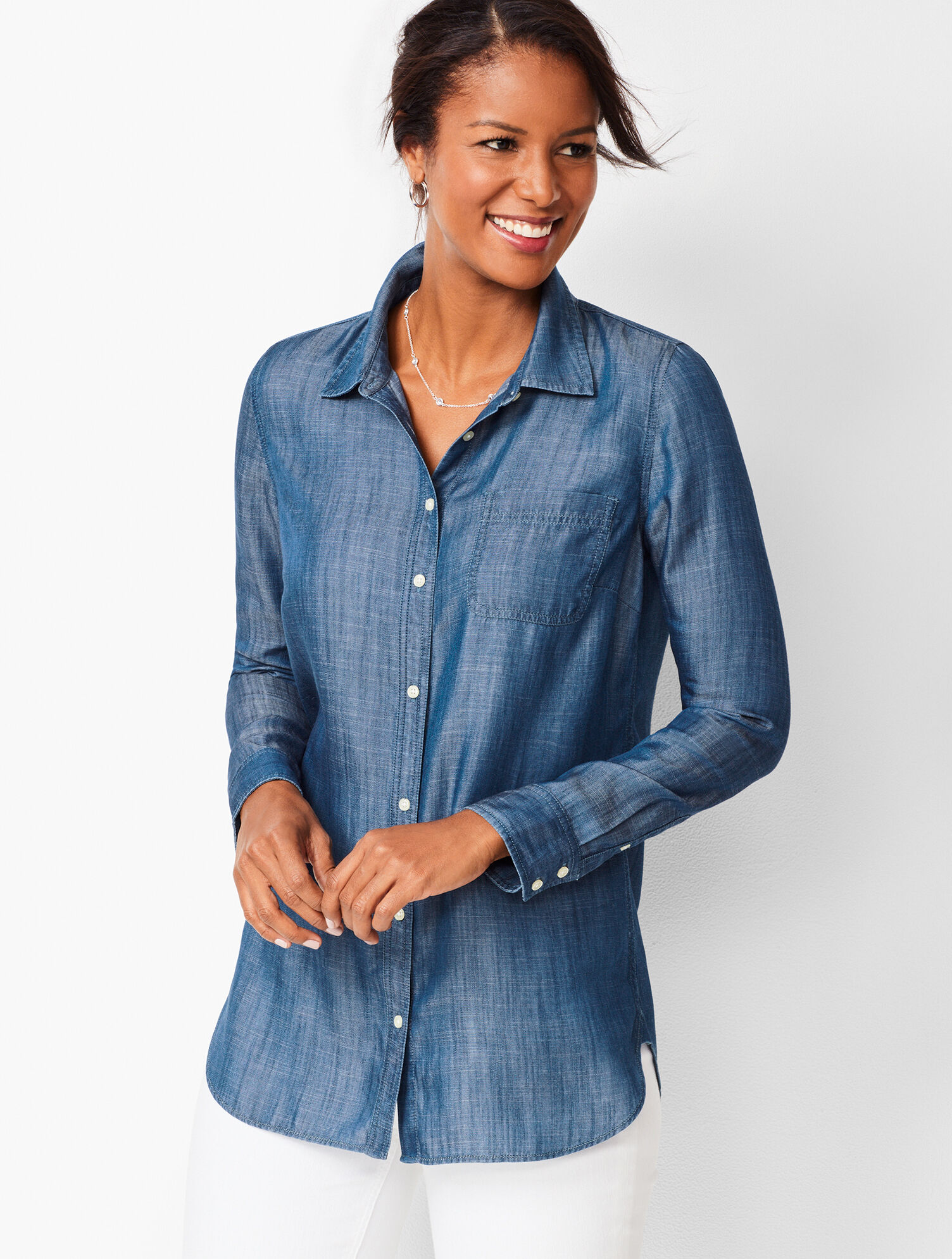 Classic Shirt - TENCEL® - Dark Sea Wash | Talbots