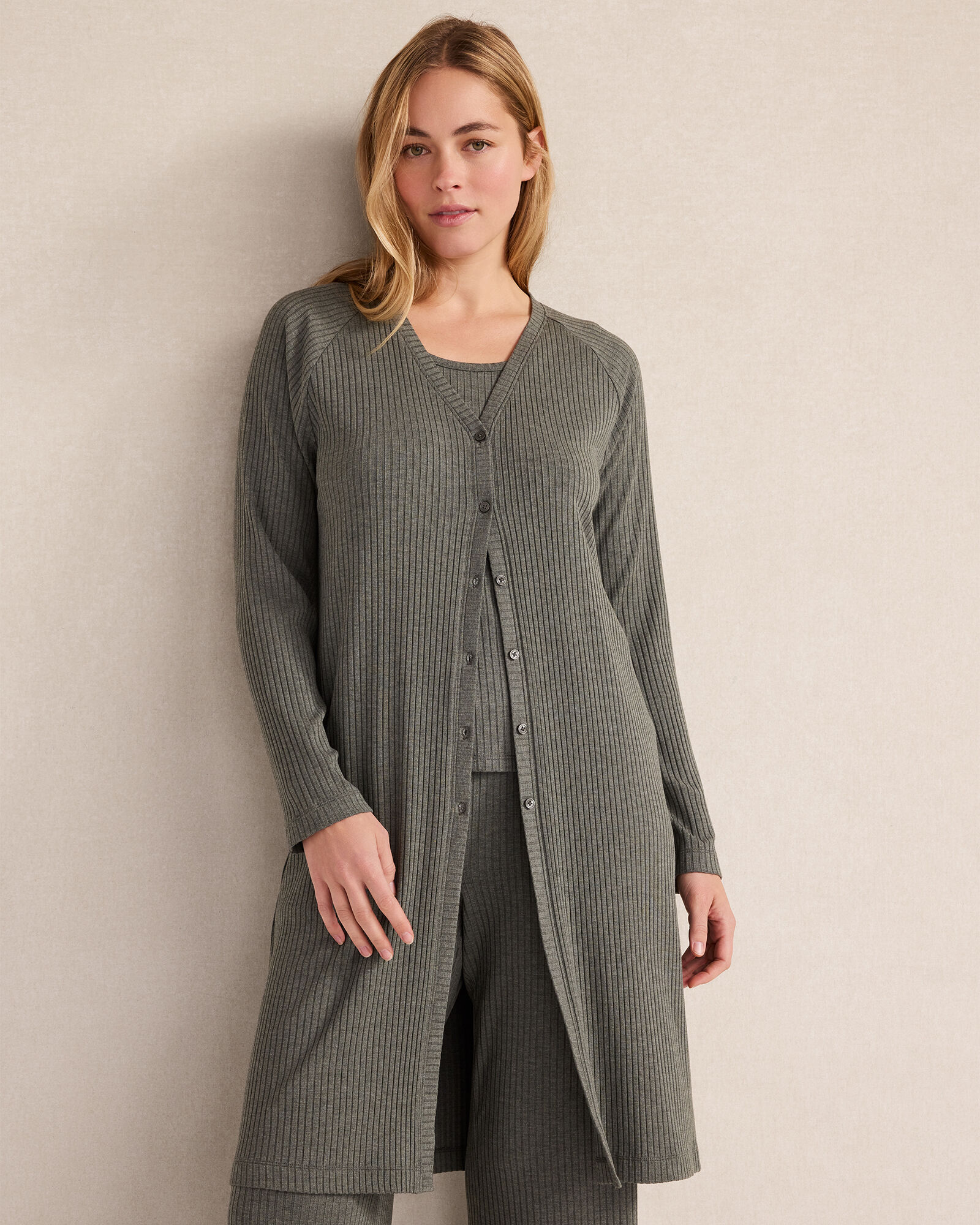 Drapey Rib Knit Duster