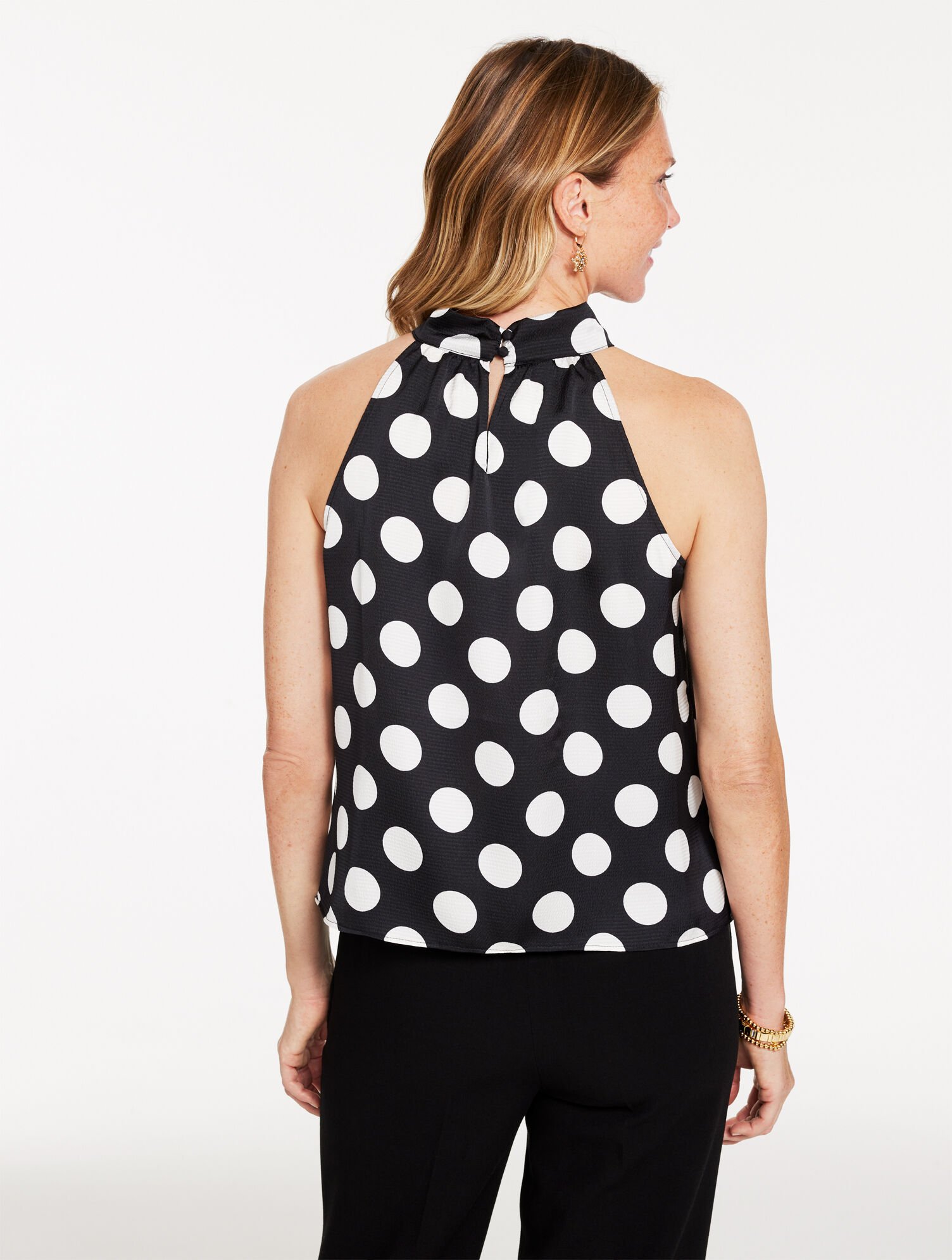 Tie Neck Halter Top - Brilliant Dot