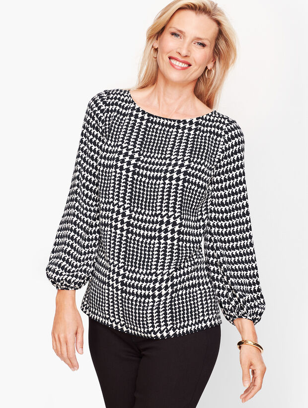 Poet Sleeve Top - Houndstooth