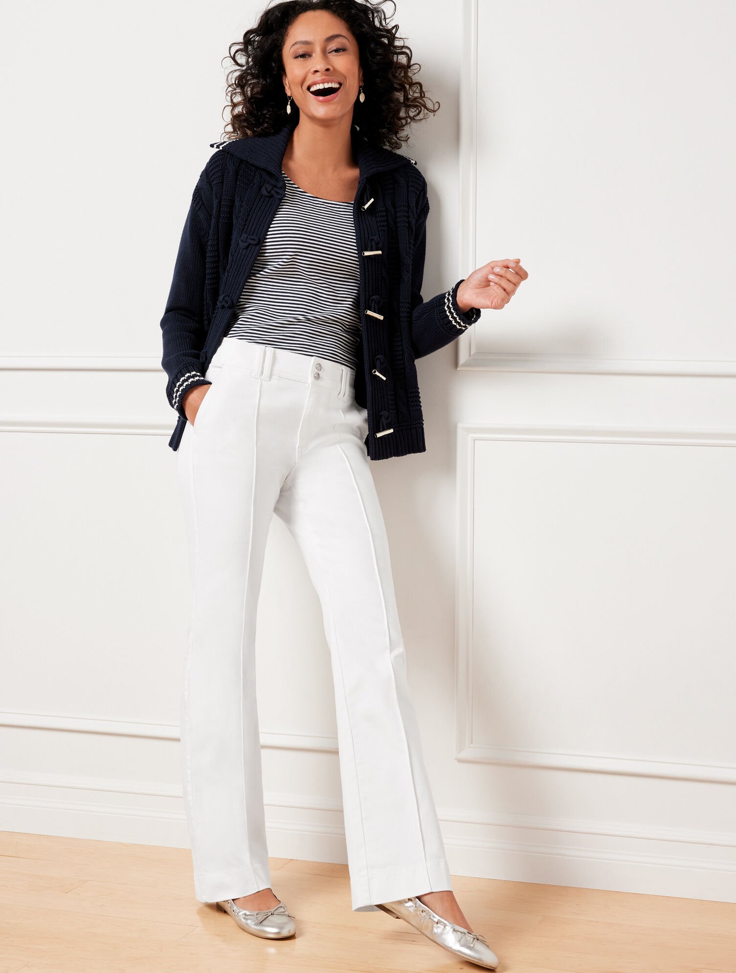 Pintuck Flare Leg Jeans - Solid | Talbots