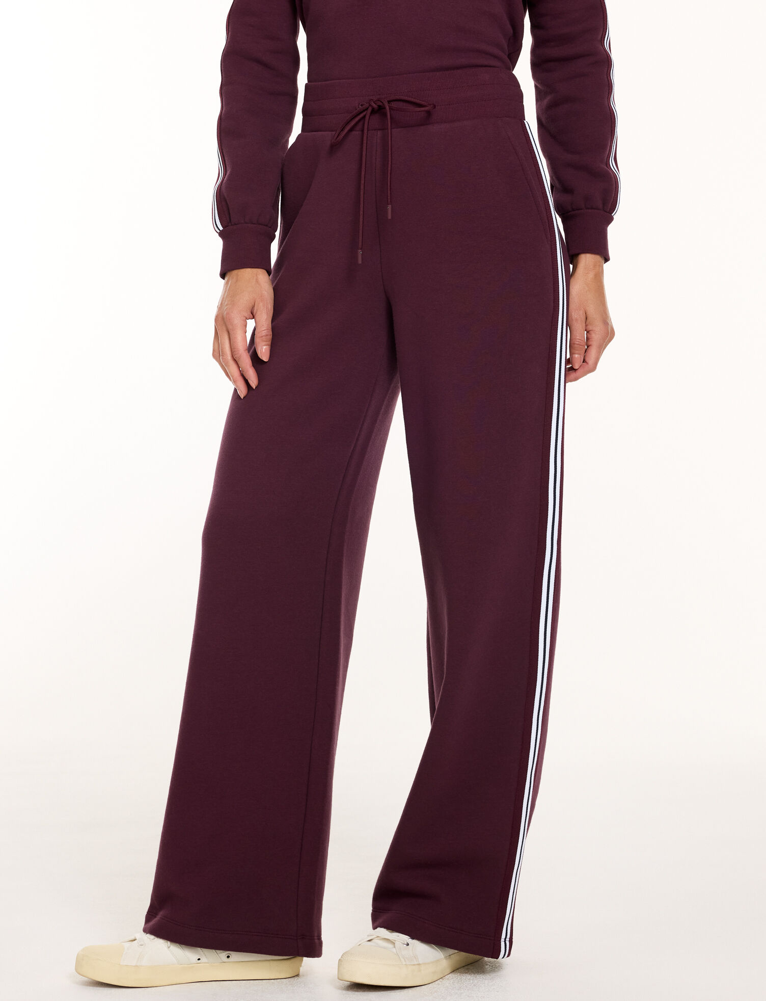 Cozy Fleece Wide Leg Pants - Side Stripe