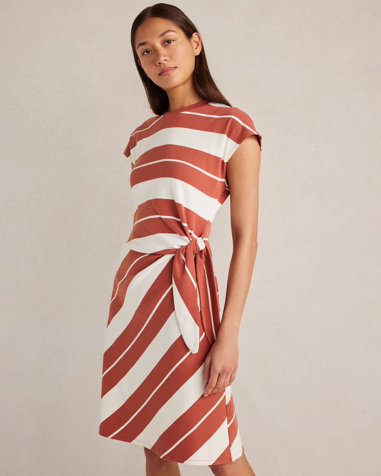 Organic Cotton Interlock Stripe Mini Knot Dress