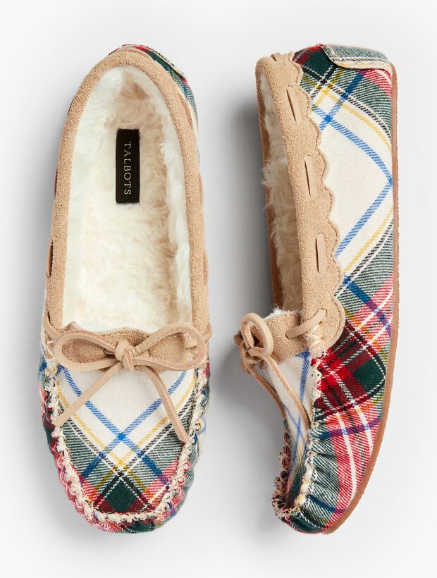 Ruby Moccasin Slippers - Tartan Plaid