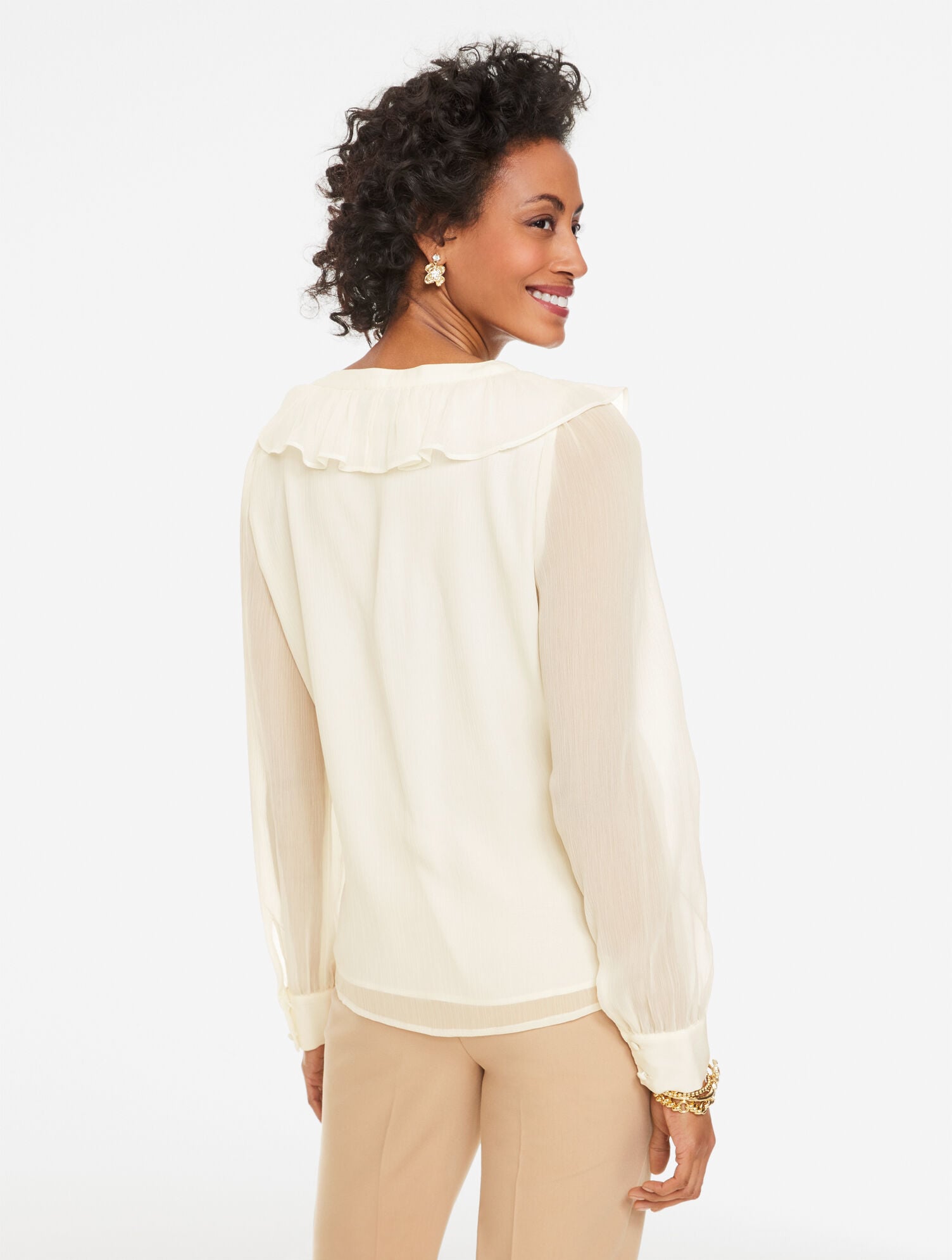 Ruffle Neck Crinkle Top