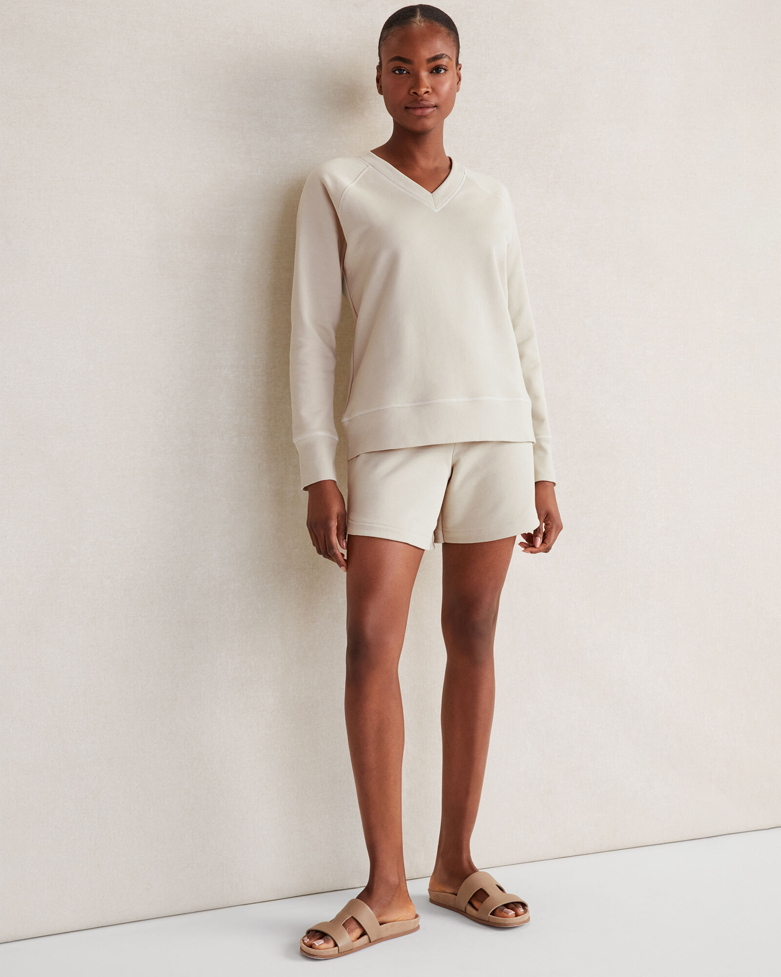 Organic Cotton French Terry V-Neck Sweatshirt