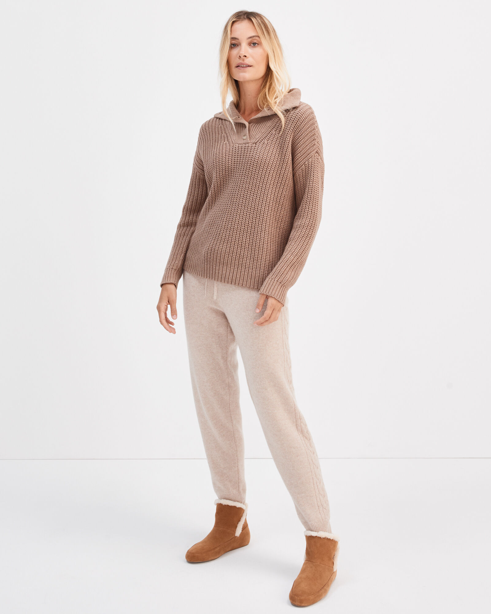 Button-Up Mock Neck Sweater
