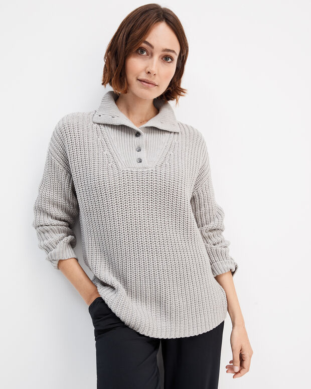 Button-Up Mock Neck Sweater | Haven Well Within