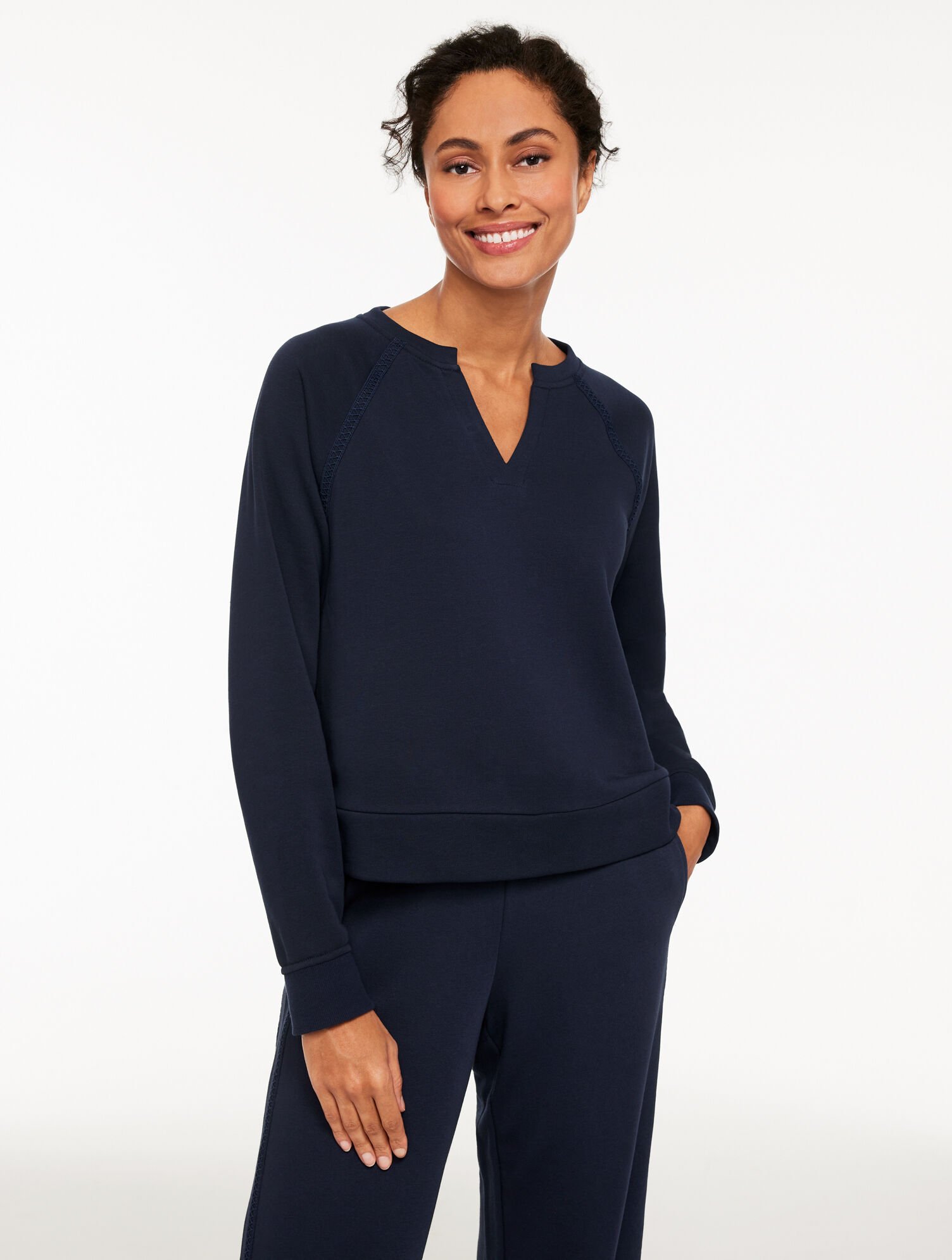 Cozy French Terry Sweatshirt - Picot Trim
