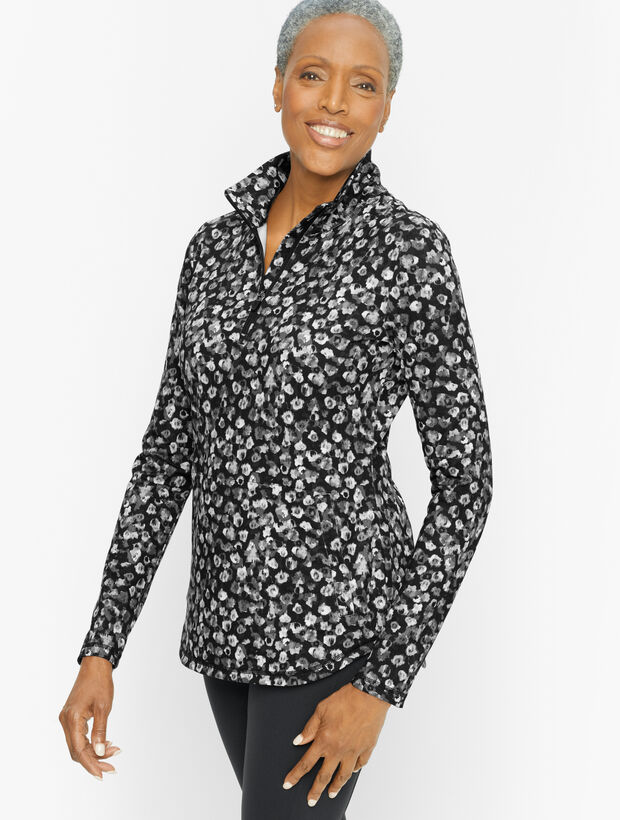 On The Move Half Zip - Blurred Floral