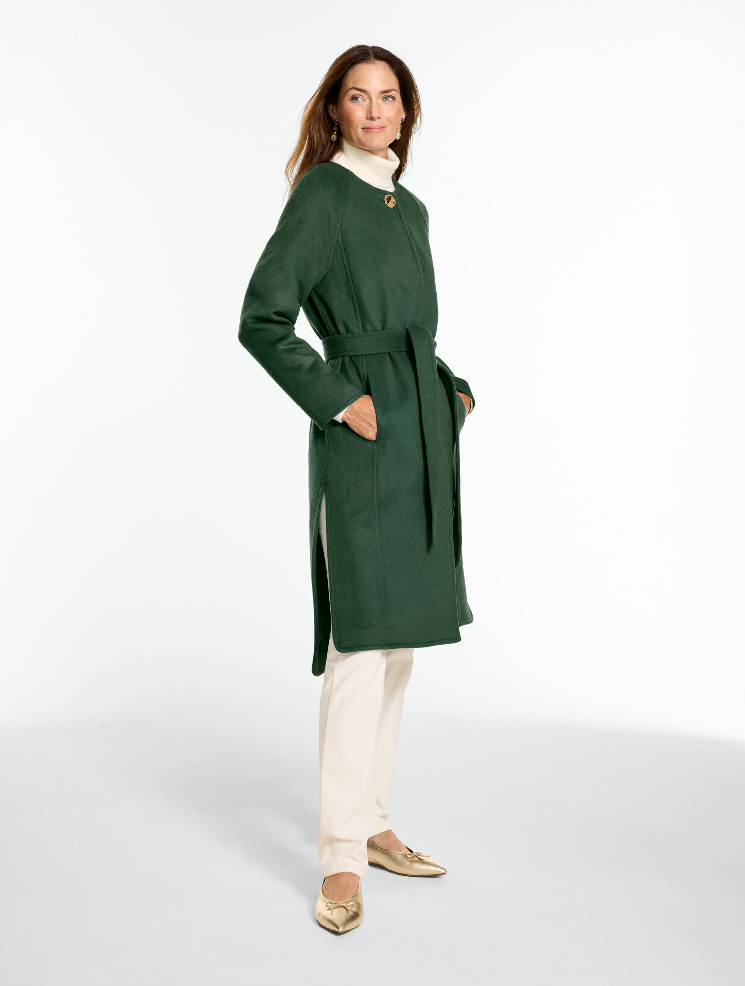 Belted Wool Blend Coat