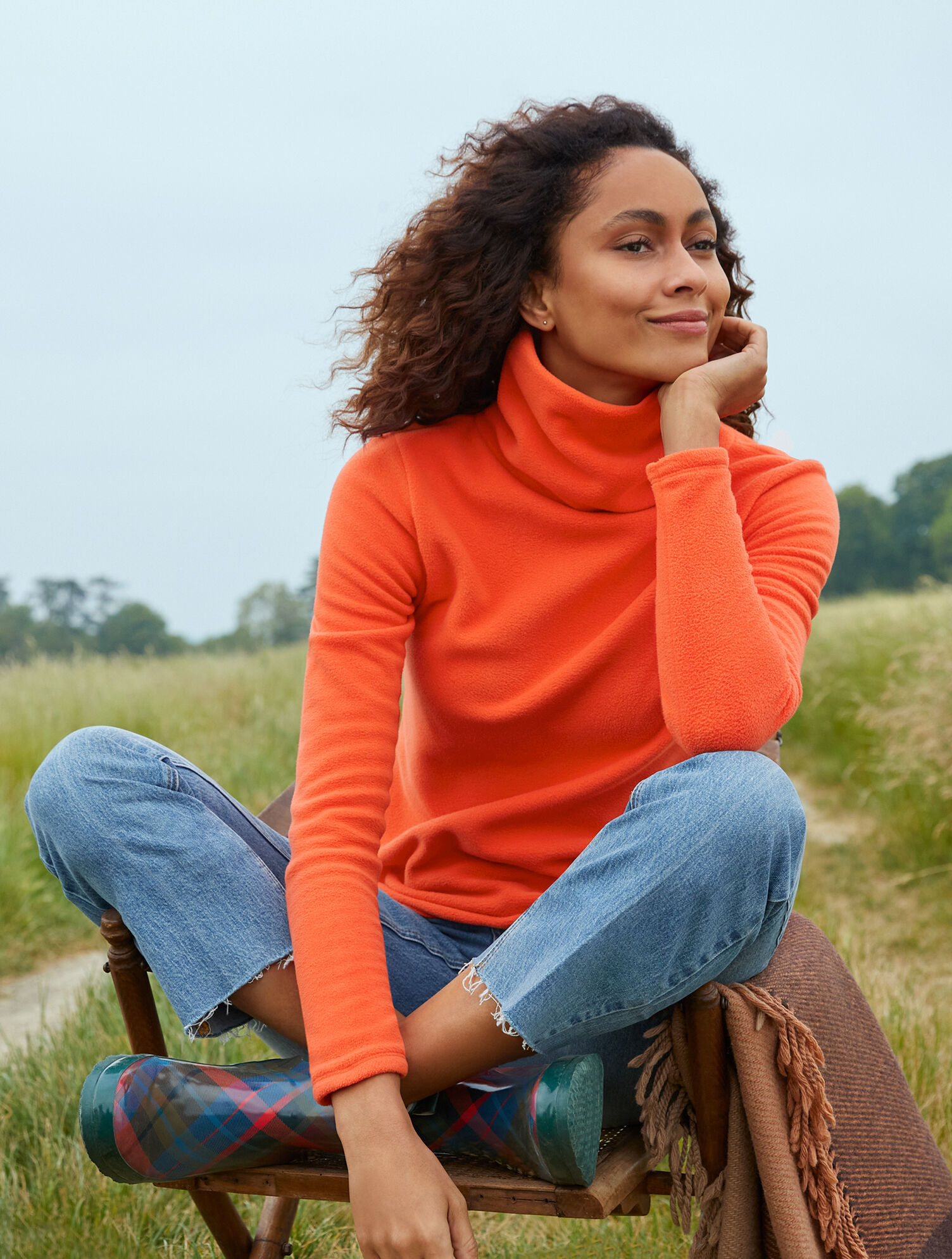 Microfleece Funnel Neck Top