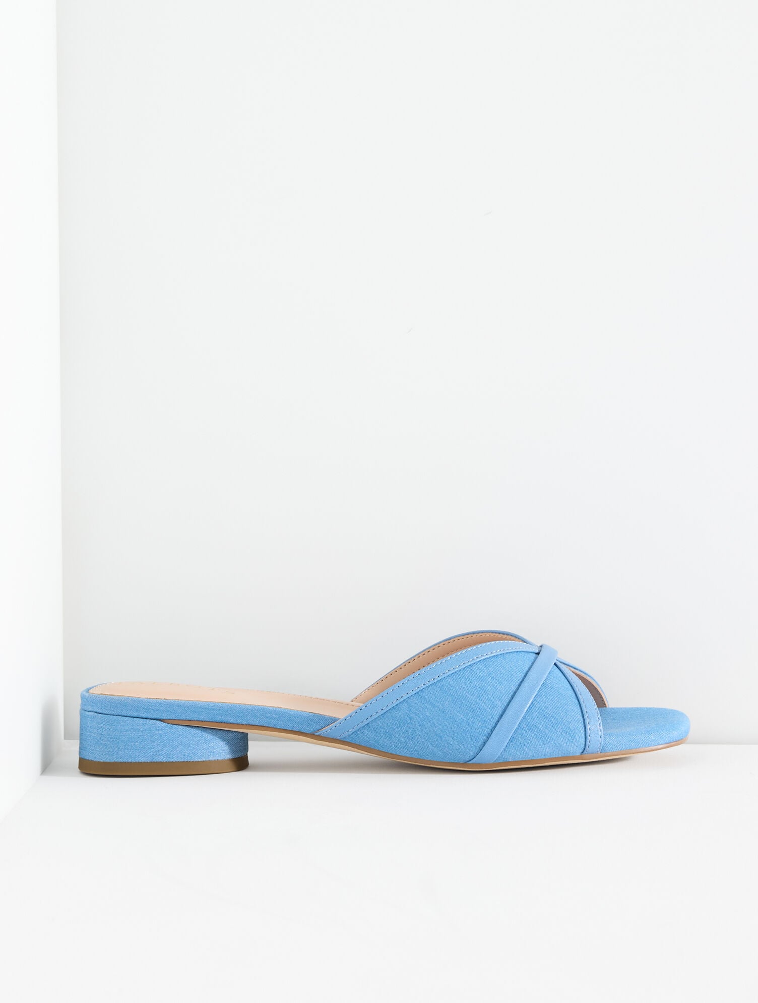 Val Block Heel Slides - Chambray