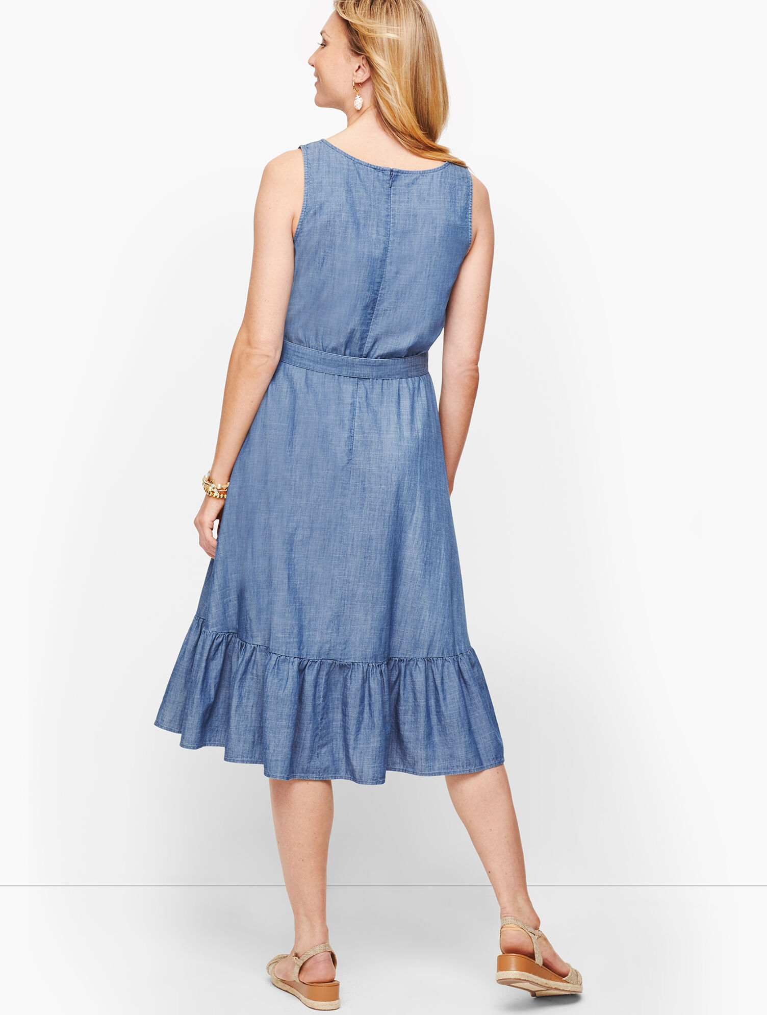 Denim Flounce Hem Dress