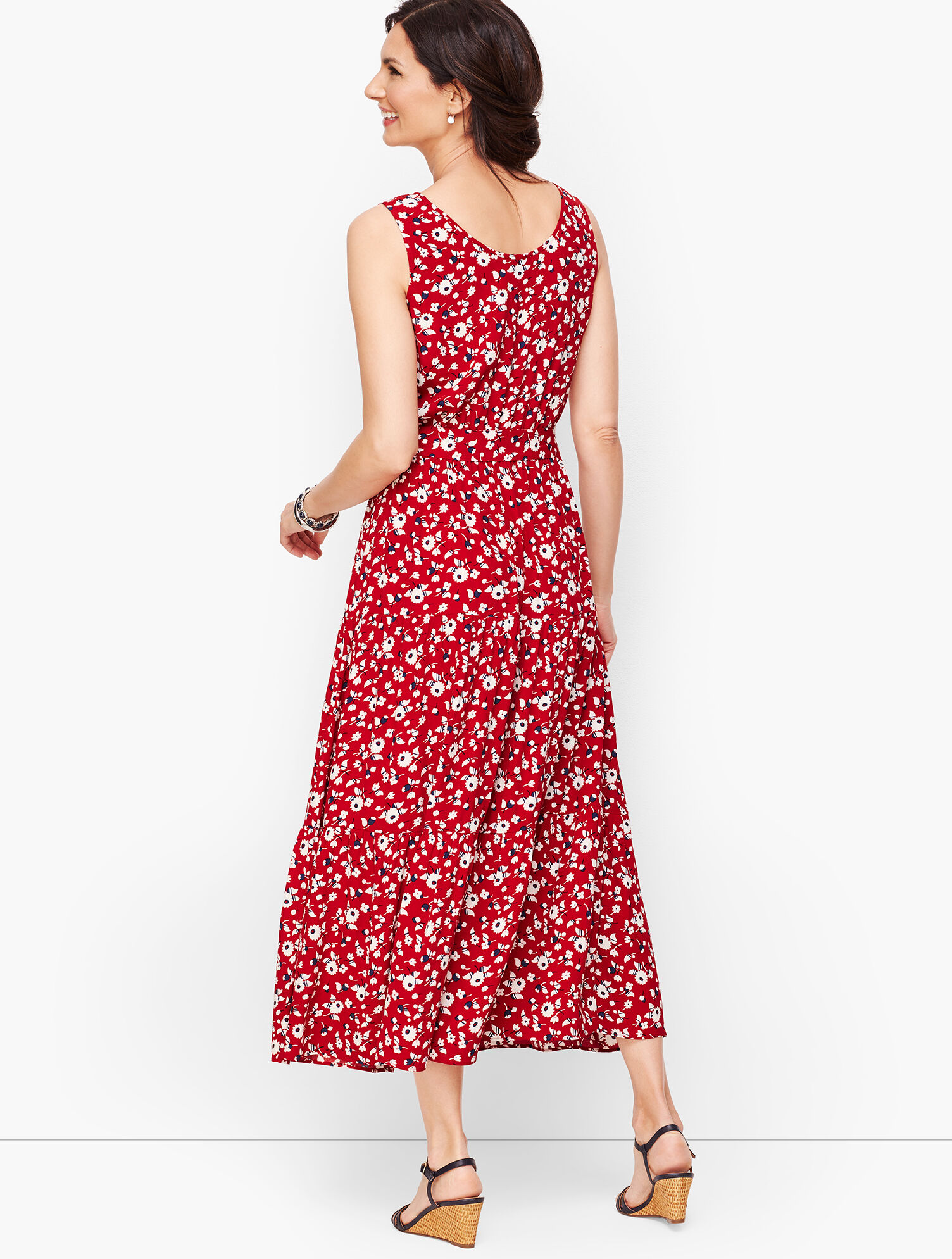 Floral Crepe Tiered Maxi Dress | Talbots 