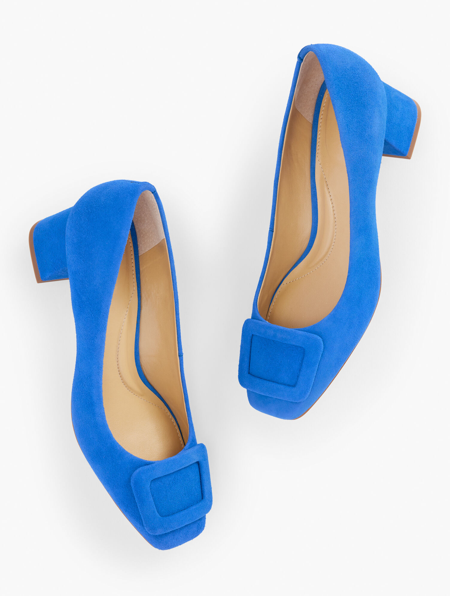 Carlye Buckle Block Heel Pumps - Suede