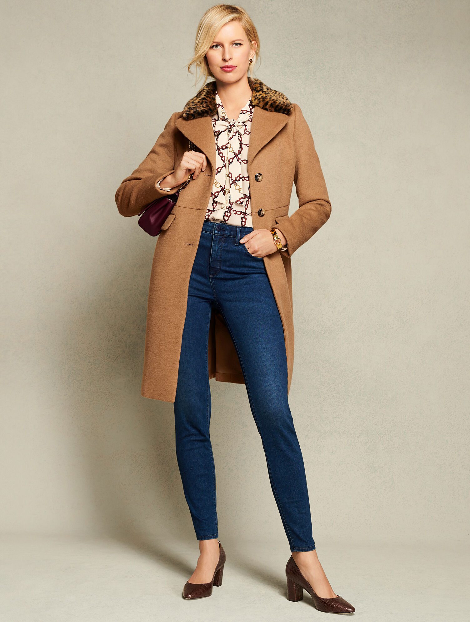 Crepe Tie Neck Top - Chainlink | Talbots