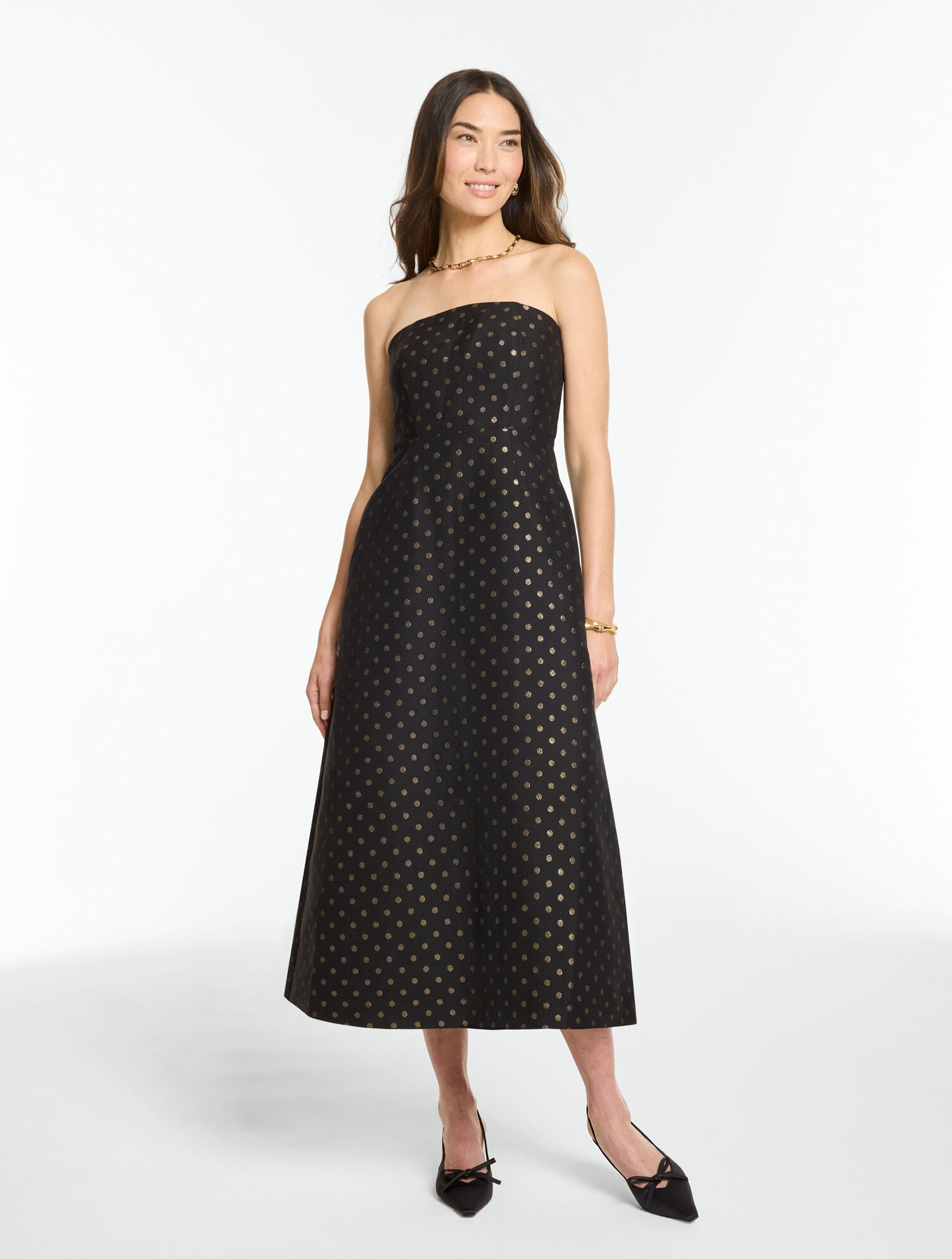 RSVP Jacquard Dot Strapless Dress