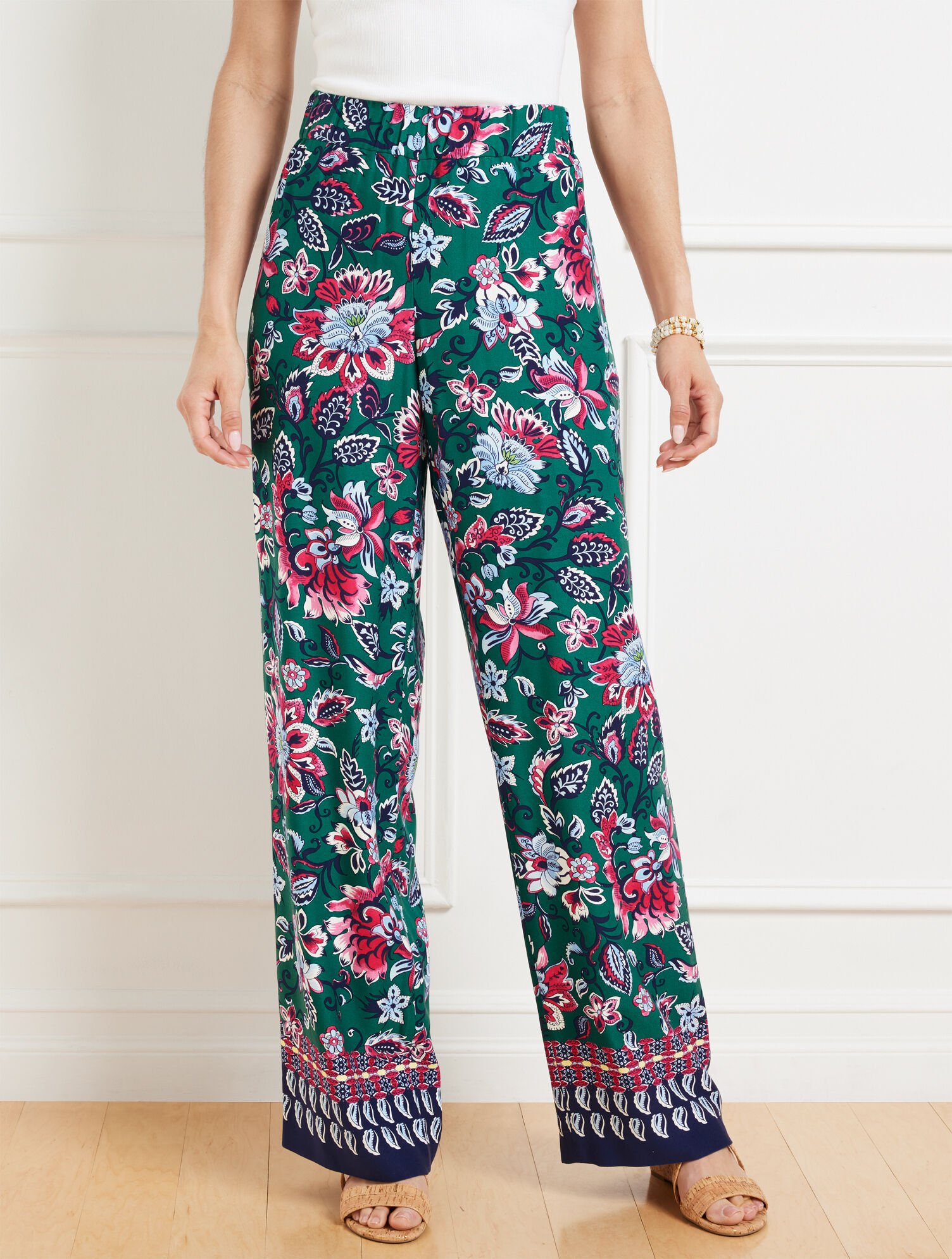Wide Leg Pull-On Pants - Gorgeous Garden