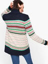 Fair Isle Shawl Collar Open Sweater 