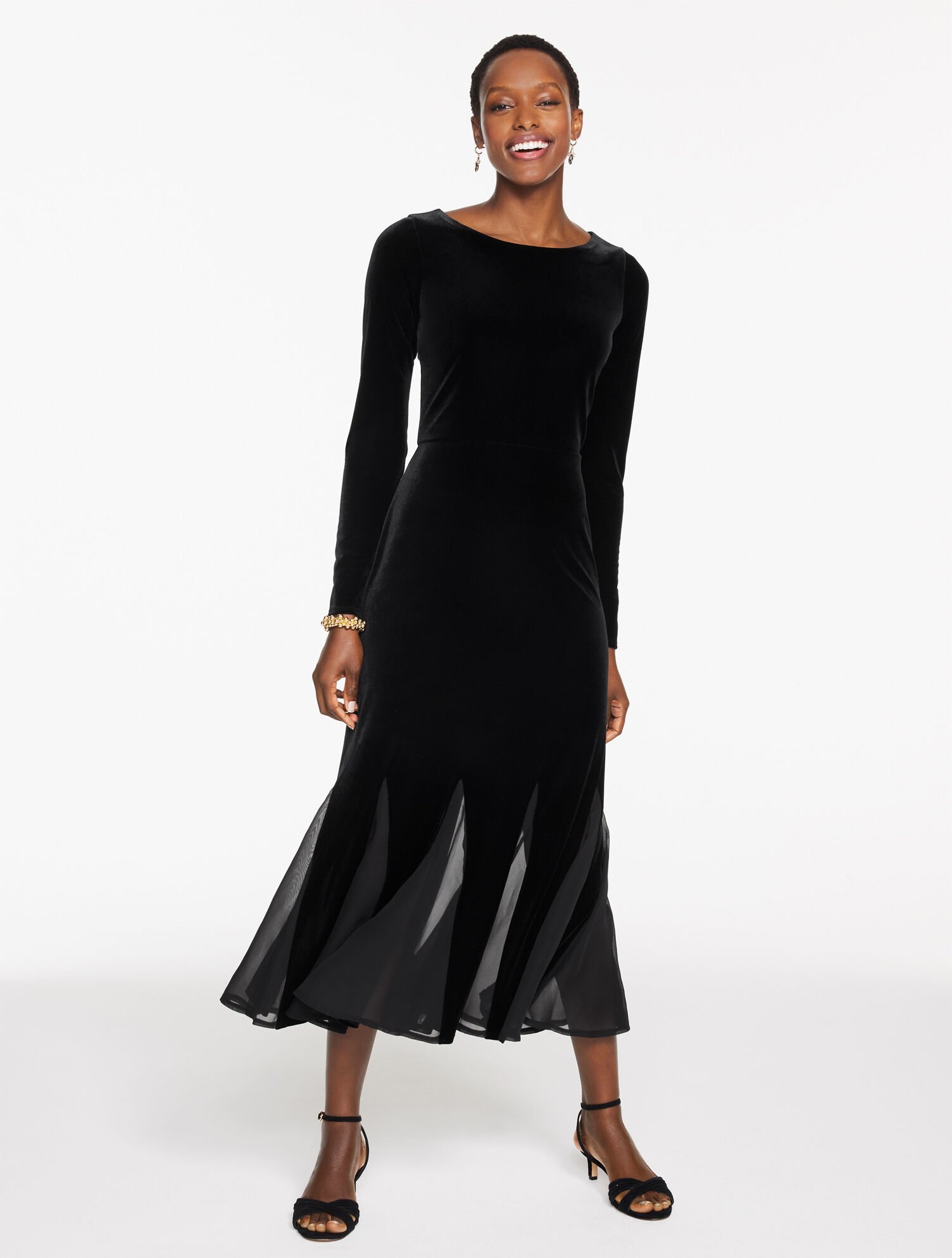 Velour Fit &amp; Flare Maxi Dress