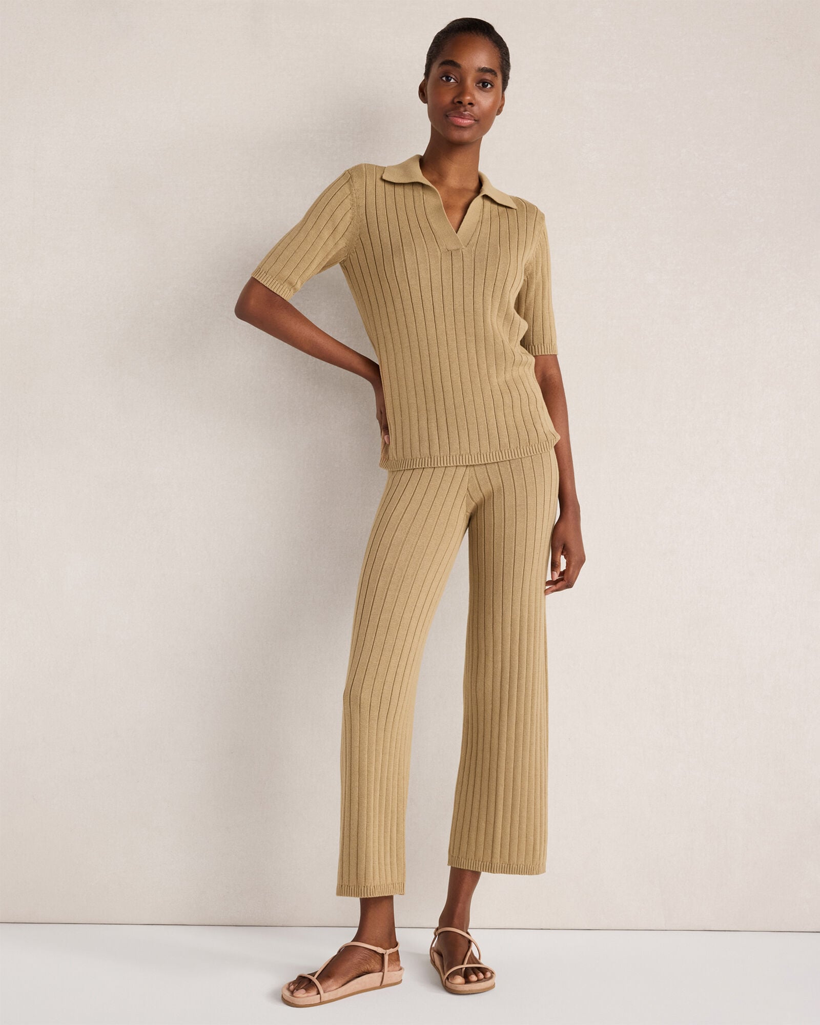 Organic Cotton Ribbed Wide Leg Pants | Haven Well Within