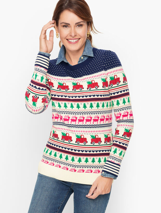 Fair Isle Puff Shoulder Sweater