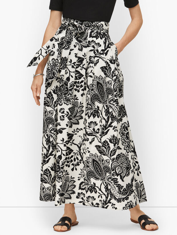 Bicolor Paisley Belted Maxi Skirt