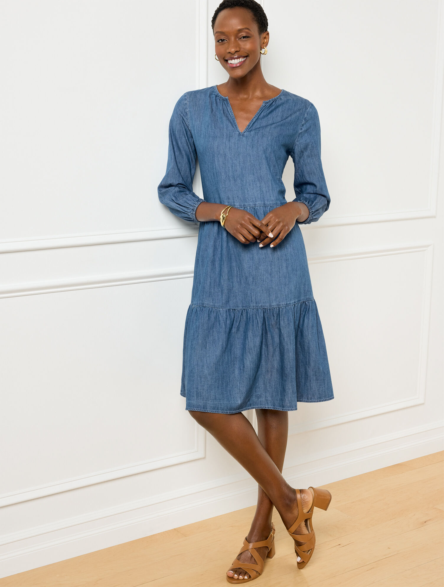 Tiered Denim Dress