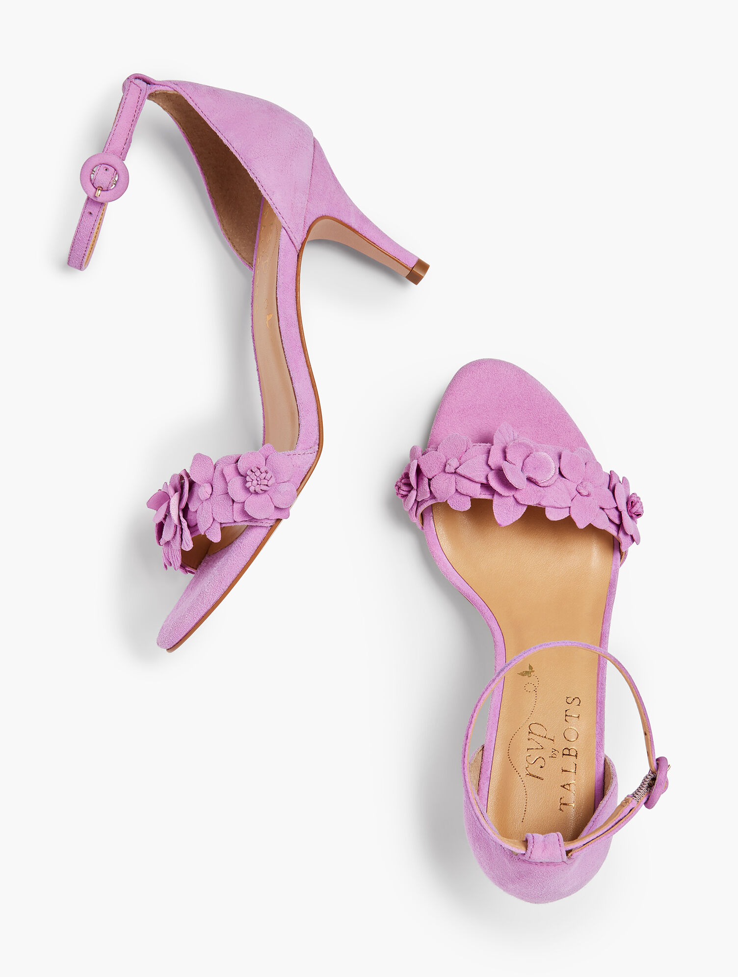 Lakia Floral Appliqu&eacute; Suede Sandals