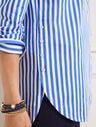 Side Button Boyfriend Shirt - Sailboat Stripe